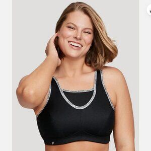 NEW Glamorise Sport 36F No-Bounce Camisole Sport Bra 1066 Wire Free Black
